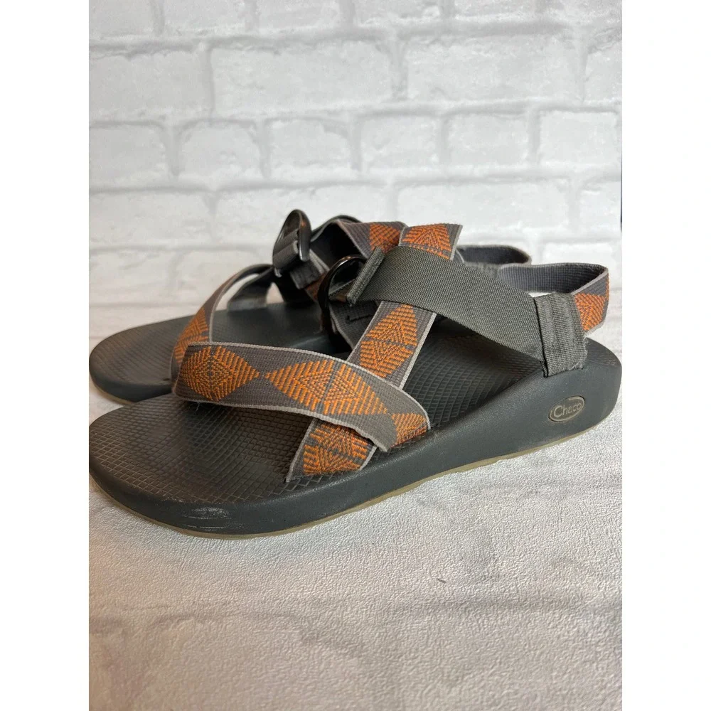 Chaco Z1 Classic Mens Sandals Grey Orange Straps Outdoor Hiking 13 gorpcore